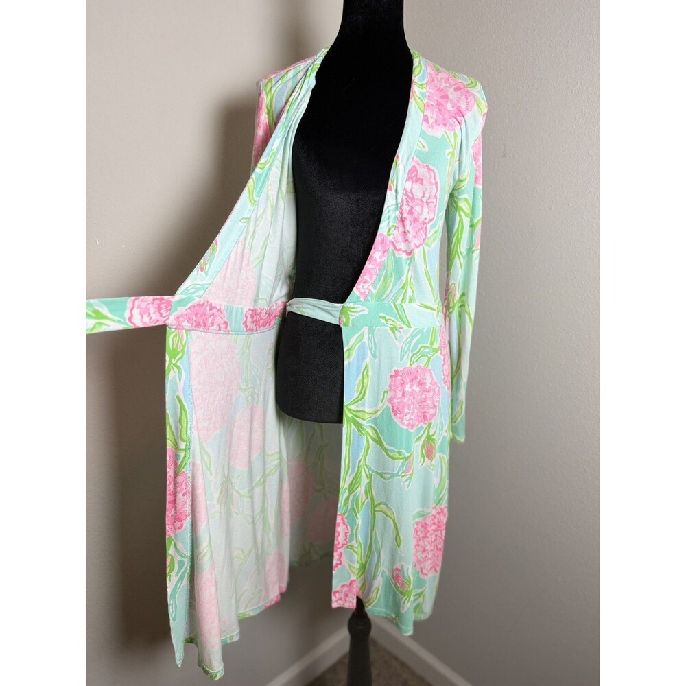 Lilly Pulitzer MERIDIAN WRAP DRESS IN POOLSIDE BLUE GOING STAG SIZE XS - Picture 10 of 10